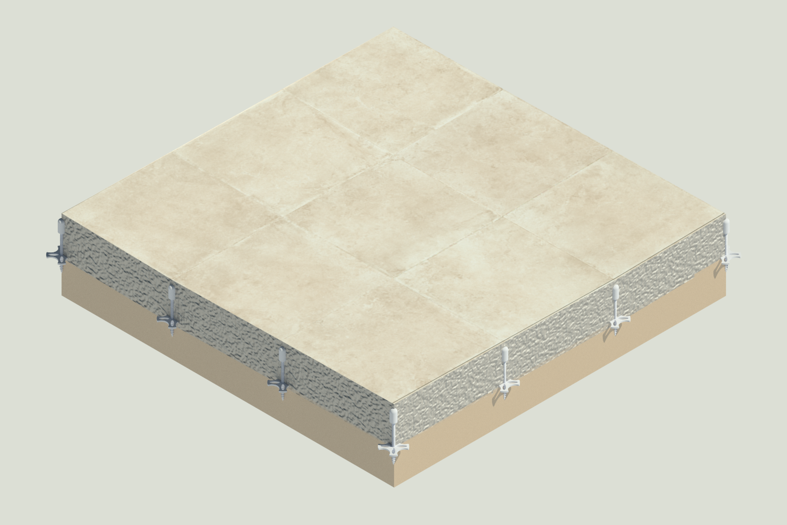 Pose du revêtement final type carrelage